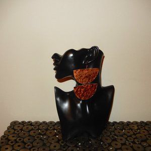 Double Half Moon Copper Plate earrings